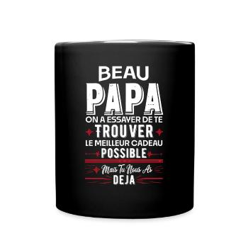Cadeau Fête des Pères - Humour Beau-Père et Papa - Mug uni - noir - Devant