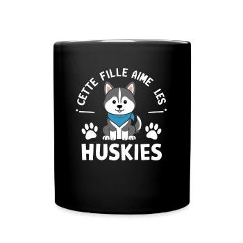 Nur ein Mädchen, das Huskys liebt Husky-Geschenk - Tasse einfarbig - Schwarz - Vorne