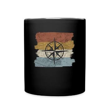 Retro style compass navigation tool - Full Colour Mug - black - Front