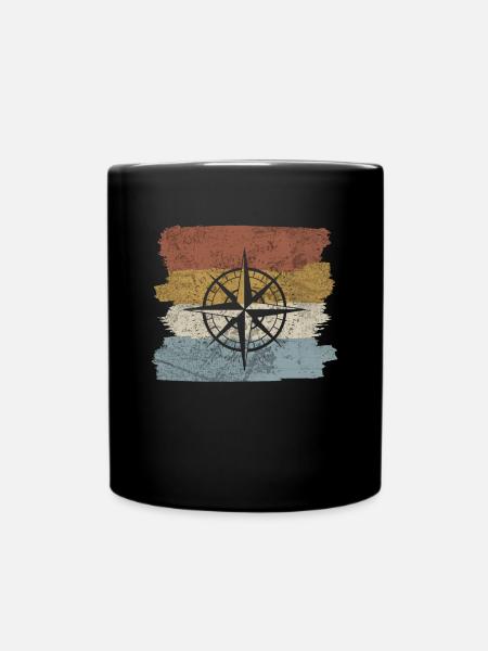 Kompass-navigationswerkzeug Im Retro-stil - Tasse einfarbig - Schwarz