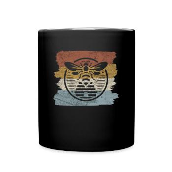 Hobby beekeeper retro circle design - Full Colour Mug - black - Front