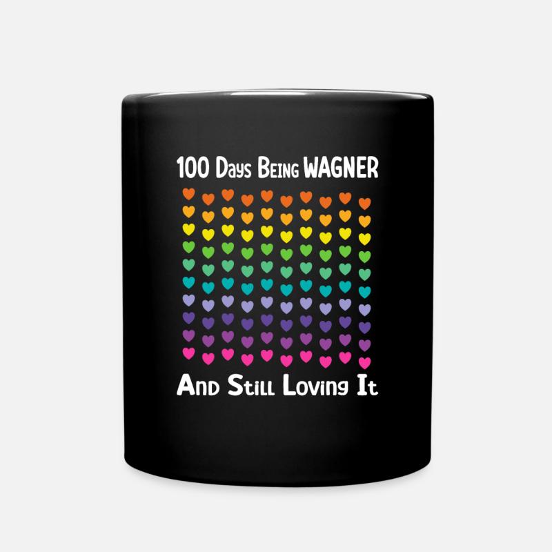 Wagner Rainbow Colorful Hearts - Full Colour Mug - black