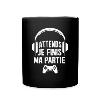 Gamer - Warte, ich beende mein Spiel - Geek-Geschenk - Tasse einfarbig - Schwarz - Vorne