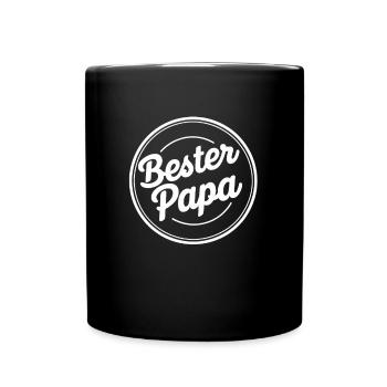 Bester Papa Rundes Emblem im Retro-Stil für Väter - Tasse einfarbig - Schwarz - Vorne