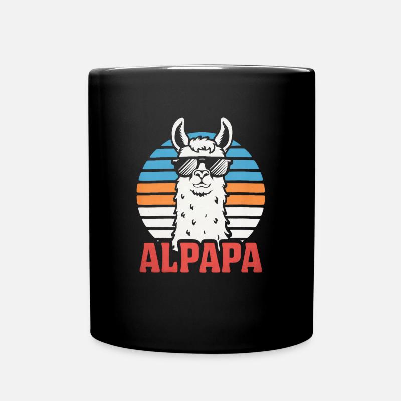 Alpapa Sprüche Lustig Retro Alpaka - Tasse einfarbig - Schwarz