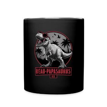 Handsome Papasaurus Rex Gift Stepfather Dinosaur - Full Colour Mug - black - Front