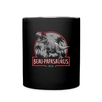Handsome Papasaurus Rex Gift Stepfather Dinosaur - Full Colour Mug - black - Front