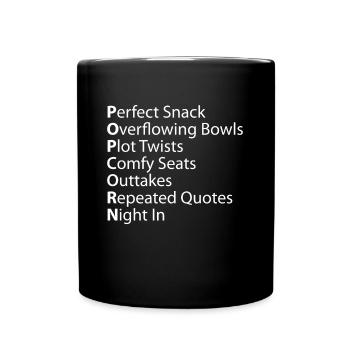 Popcorn Perfect Overflowing Plot Outtakes Zitate - Tasse einfarbig - Schwarz - Vorne