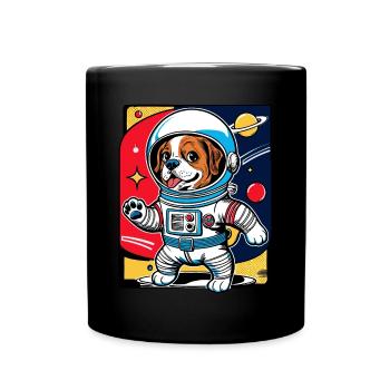 Cute dog as an astronaut in comic style - Full Colour Mug - black - Front