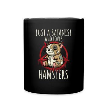 Just A Satanist Who Loves Hamsters Heavy Metal Fun - Tasse einfarbig - Schwarz - Vorne