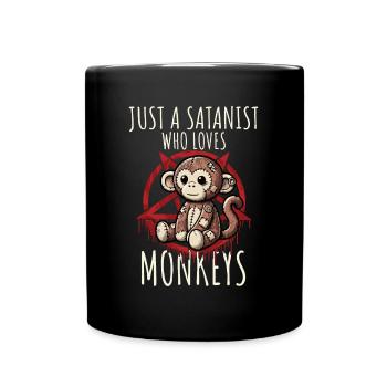Just A Satanist Who Loves Monkeys Heavy Metal Fun - Full Colour Mug - black - Front