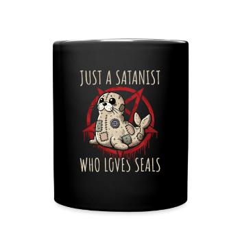 Just A Satanist Who Loves Seals Heavy Metal Fun - Full Colour Mug - black - Front