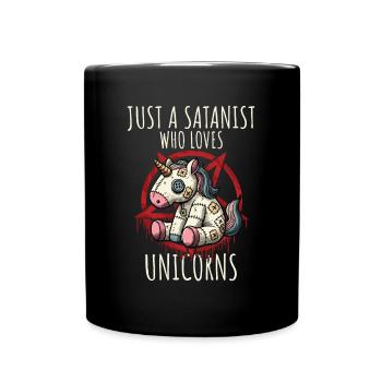 Just A Satanist Who Loves Unicorns Heavy Metal Fun - Tasse einfarbig - Schwarz - Vorne