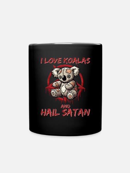 I Love Koalas And Hail Satan Gothic Metal Fun - Full Colour Mug - black