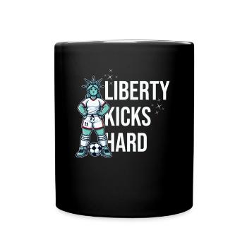 Liberty Tritt Hart Patriotisches Sportdesign - Tasse einfarbig - Schwarz - Vorne