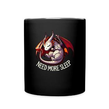 Need more sleep, funny dragon design - Full Colour Mug - black - Front