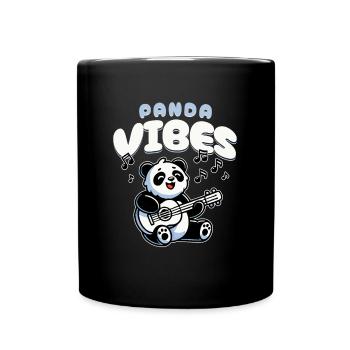 Panda Vibes Lustiges Musik-liebendes Panda-design - Tasse einfarbig - Schwarz - Vorne