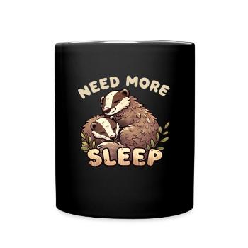 Need more sleep, funny badger, - Full Colour Mug - black - Front