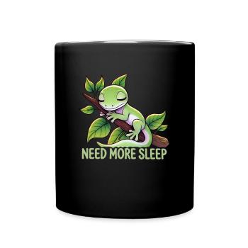 Need More Sleep Funny Gecko Reptile Humor - Full Colour Mug - black - Front
