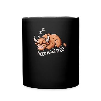 Besoin de plus de sommeil, drôle de vache des Highlands, - Mug uni - noir - Devant