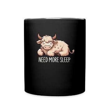 Need More Sleep Highland Cow Funny Cute Animal - Tasse einfarbig - Schwarz - Vorne