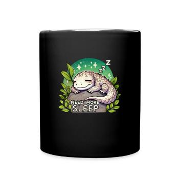 Need More Sleep Funny Lizard Humor Pajama - Full Colour Mug - black - Front