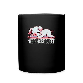 Need More Sleep Funny Pig Farm - Full Colour Mug - black - Front