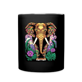 Elefant Pop Art - Tasse einfarbig - Schwarz - Vorne