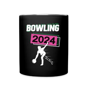Bowling 2024 Bowlingspiel Bowlingspielerin Kegeln - Tasse einfarbig - Schwarz - Vorne