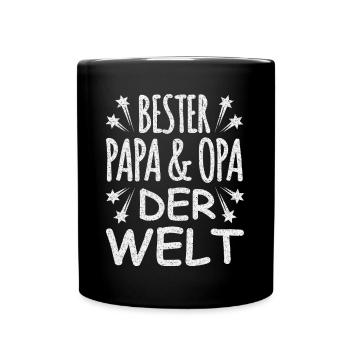 Bester Opa und Papa der Welt - Tasse einfarbig - Schwarz - Vorne