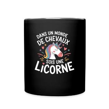 In einer Welt der Pferde Sei ein Einhorn Humor - Tasse einfarbig - Schwarz - Vorne
