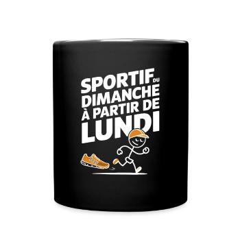 Sportif Du Dimanche À Partir De Lundi Humour Sport - Mug uni - noir - Devant