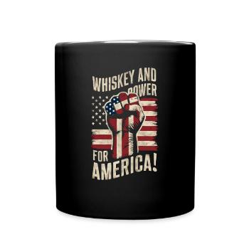 Whiskey And Power For America Patriotic Fist Flag - Full Colour Mug - black - Front