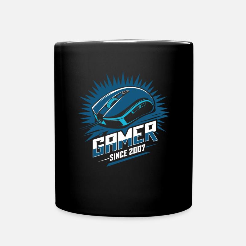 Gamer Since 2007 Geek Birthday Gift - Full Colour Mug - black