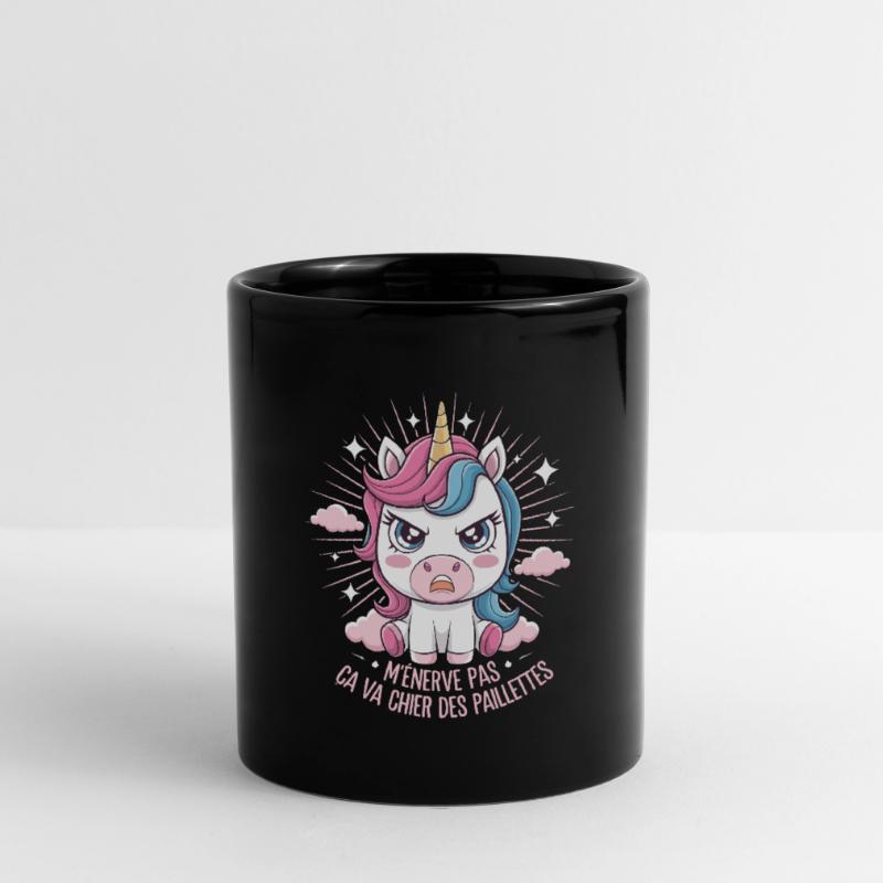 Sei mir nicht böse, das wird dir scheißen, Glitzer-Einhorn Tasse einfarbig