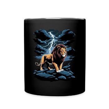 A lion during a thunderstorm - Full Colour Mug - black - Front