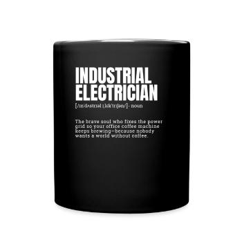 hommes professions, dictionnaire amusant, électricien gif - Mug uni - noir - Devant