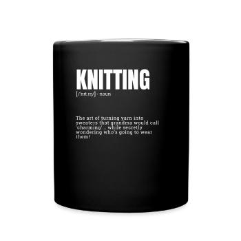 Funny Knitting Definition Poster for Indoor Hobbie - Tasse einfarbig - Schwarz - Vorne