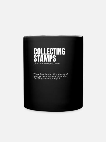 Collecting Stamps Funny Indoor Hobbies Definition - Full Colour Mug - black