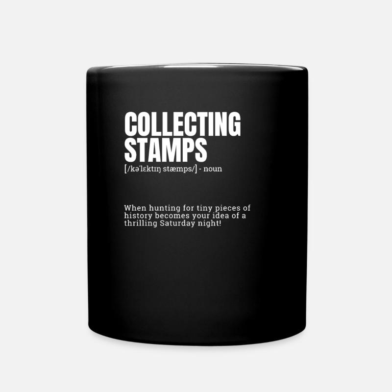 Collecting Stamps Funny Indoor Hobbies Definition - Full Colour Mug - black