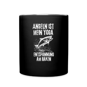Angeln Sprüche Design – Perfekt für echte Fischer - Tasse einfarbig - Schwarz - Vorne