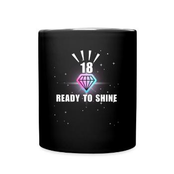 Lustige Geschenke zum 18. Geburtstag Endlich 18 - Tasse einfarbig - Schwarz - Vorne