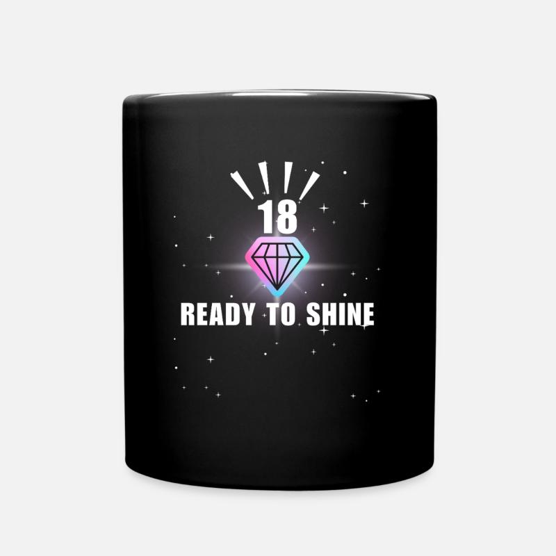 Lustige Geschenke zum 18. Geburtstag Endlich 18 - Tasse einfarbig - Schwarz