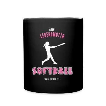 Softball Softballerin Baseball Spielerin - Tasse einfarbig - Schwarz - Vorne