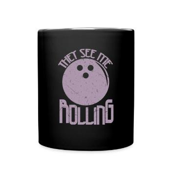 Bowling Skittles Bowler Saying Funny - Full Colour Mug - black - Front