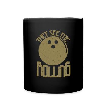 Bowling Skittles Bowler Saying Funny - Full Colour Mug - black - Front
