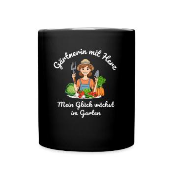 Passionate gardener – green at heart - Full Colour Mug - black - Front