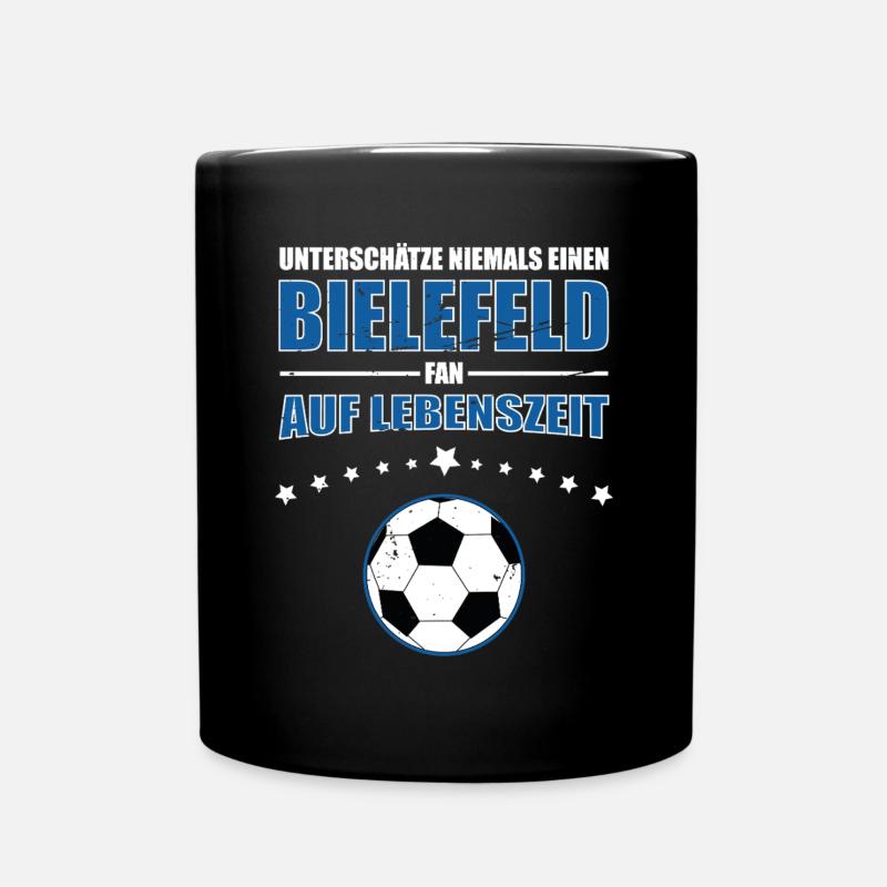 Unterschätze niemals eine Bielefeld Fan auf... - Tasse einfarbig - Schwarz