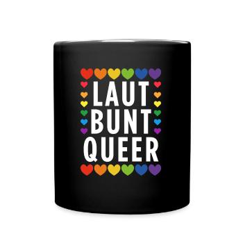 Cooles Design mit Regenbogen für CSD & LGBTQ+ - Tasse einfarbig - Schwarz - Vorne