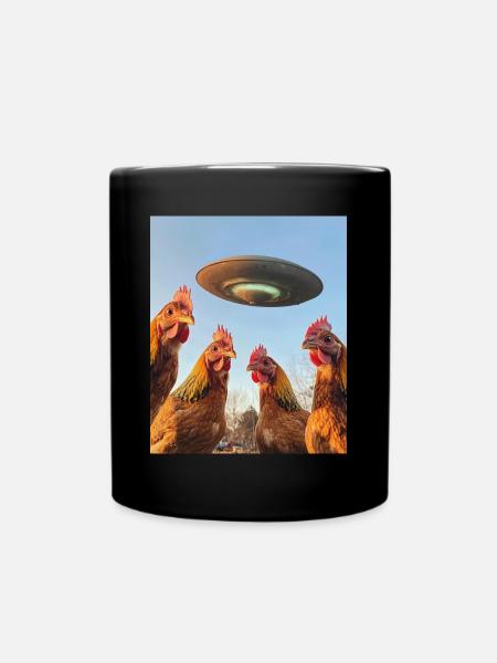 Hühner Selfie UFOs - Tasse einfarbig - Schwarz